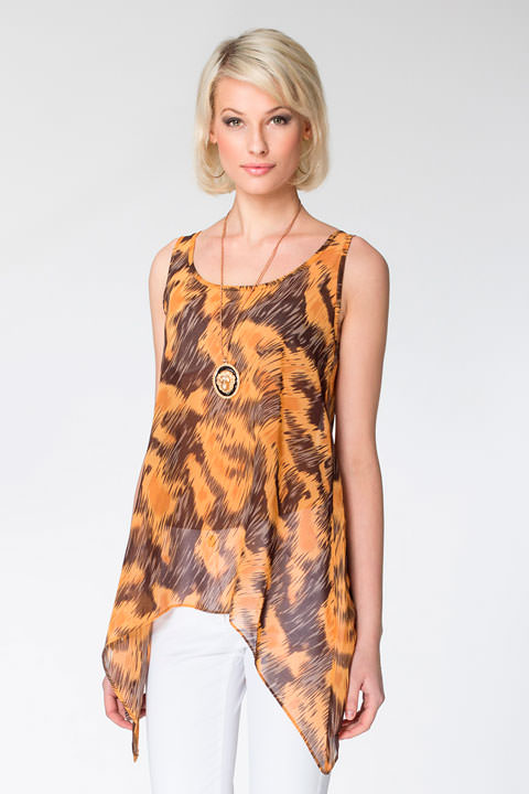 Фото товара 7347, шифоновая туника с асимметричным подолом