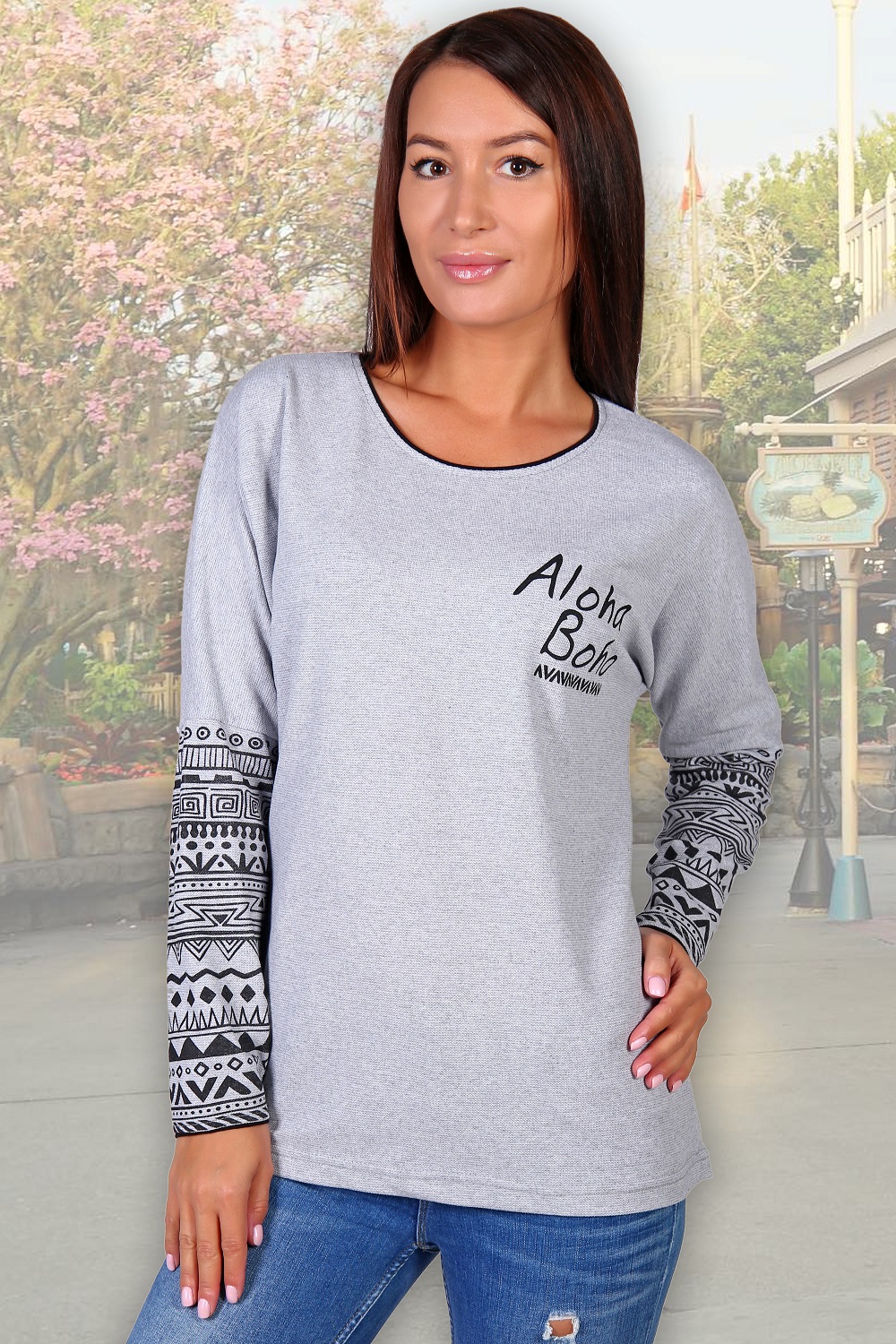 Фото товара 15415, серый лонгслив